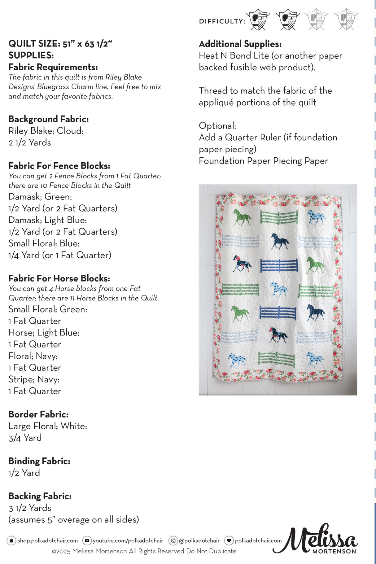 Bluegrass Pastures Quilt Pattern - Wholesale Package of 6
