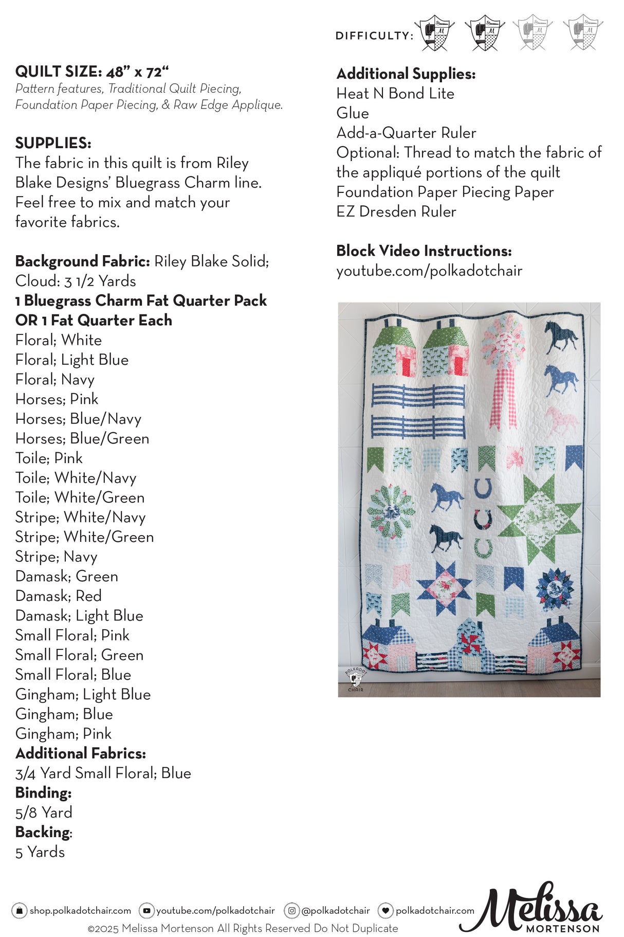 Bluegrass Sampler Quilt Pattern - Digital PDF Pattern