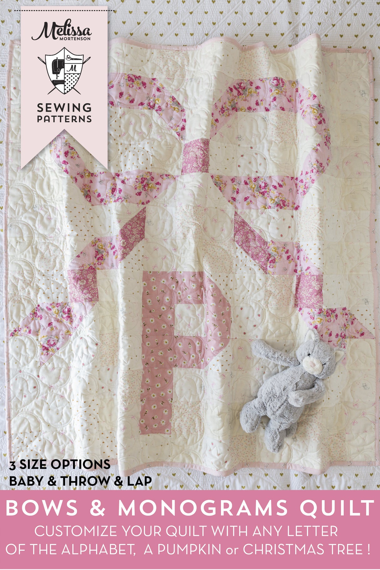 Bows and Monograms Quilt Pattern with Holiday Version | Digital PDF Pattern