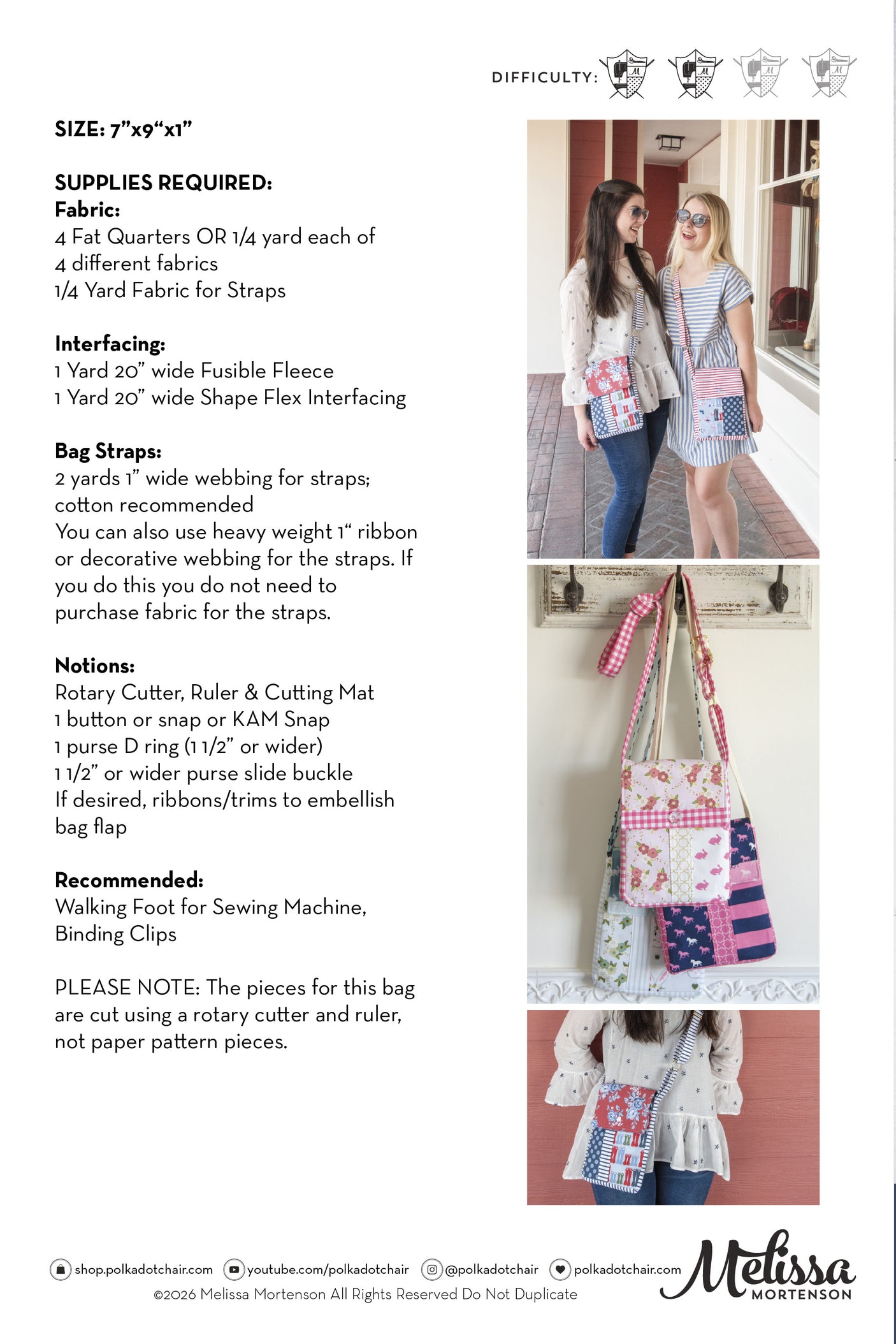 June Bag, Mini Messenger Bag Sewing Pattern | Digital PDF Pattern