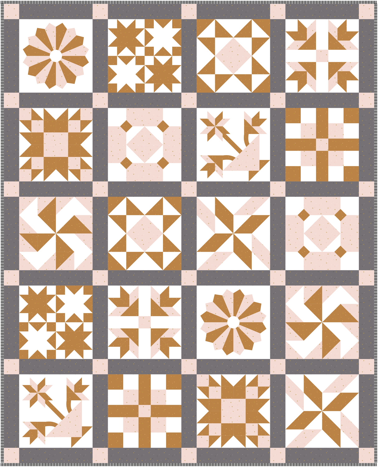 Society Sparkler Vintage Inspired Sampler Quilt Pattern; Digital PDF Quilt Pattern