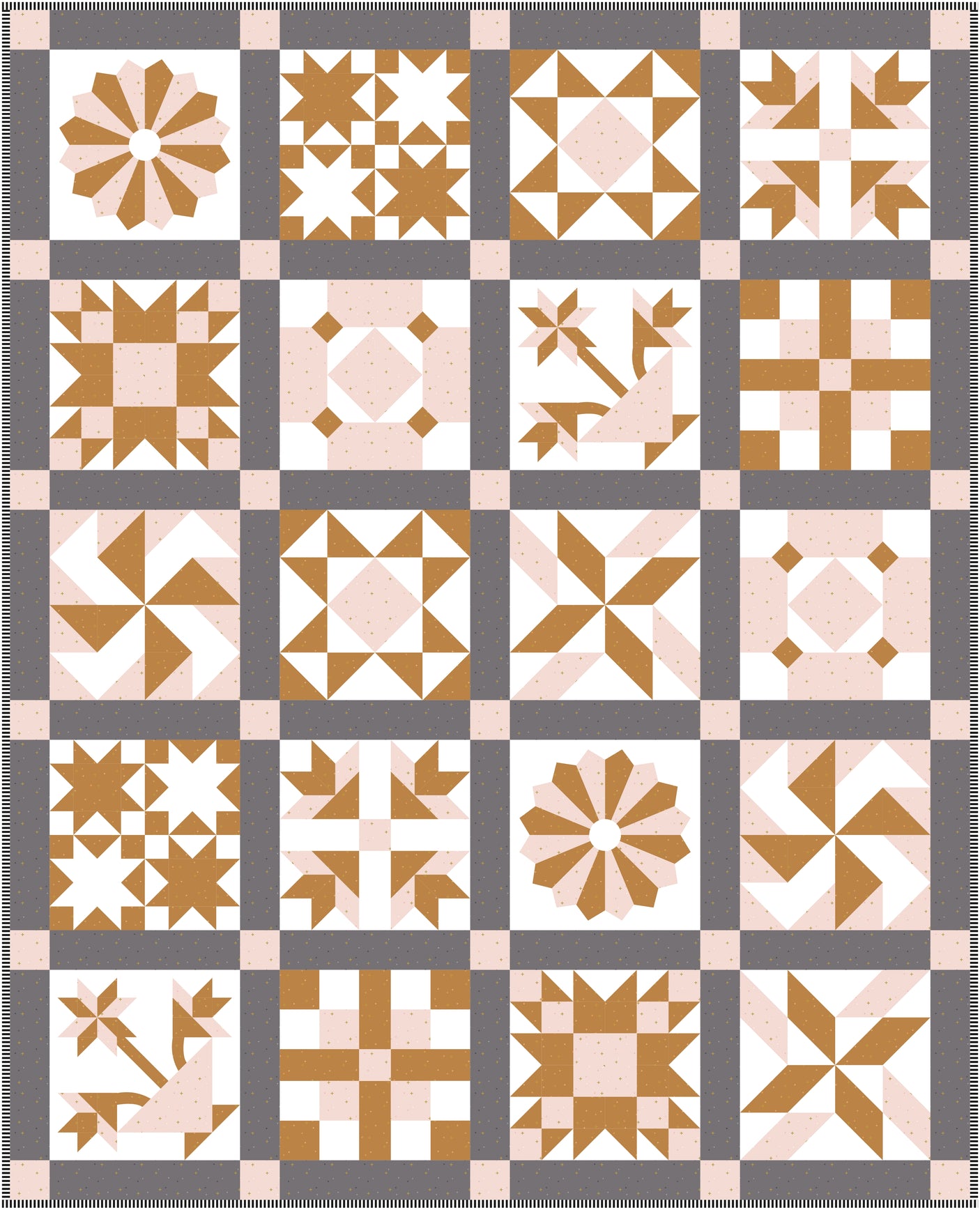 Society Sparkler Vintage Inspired Sampler Quilt Pattern | Printed Pattern
