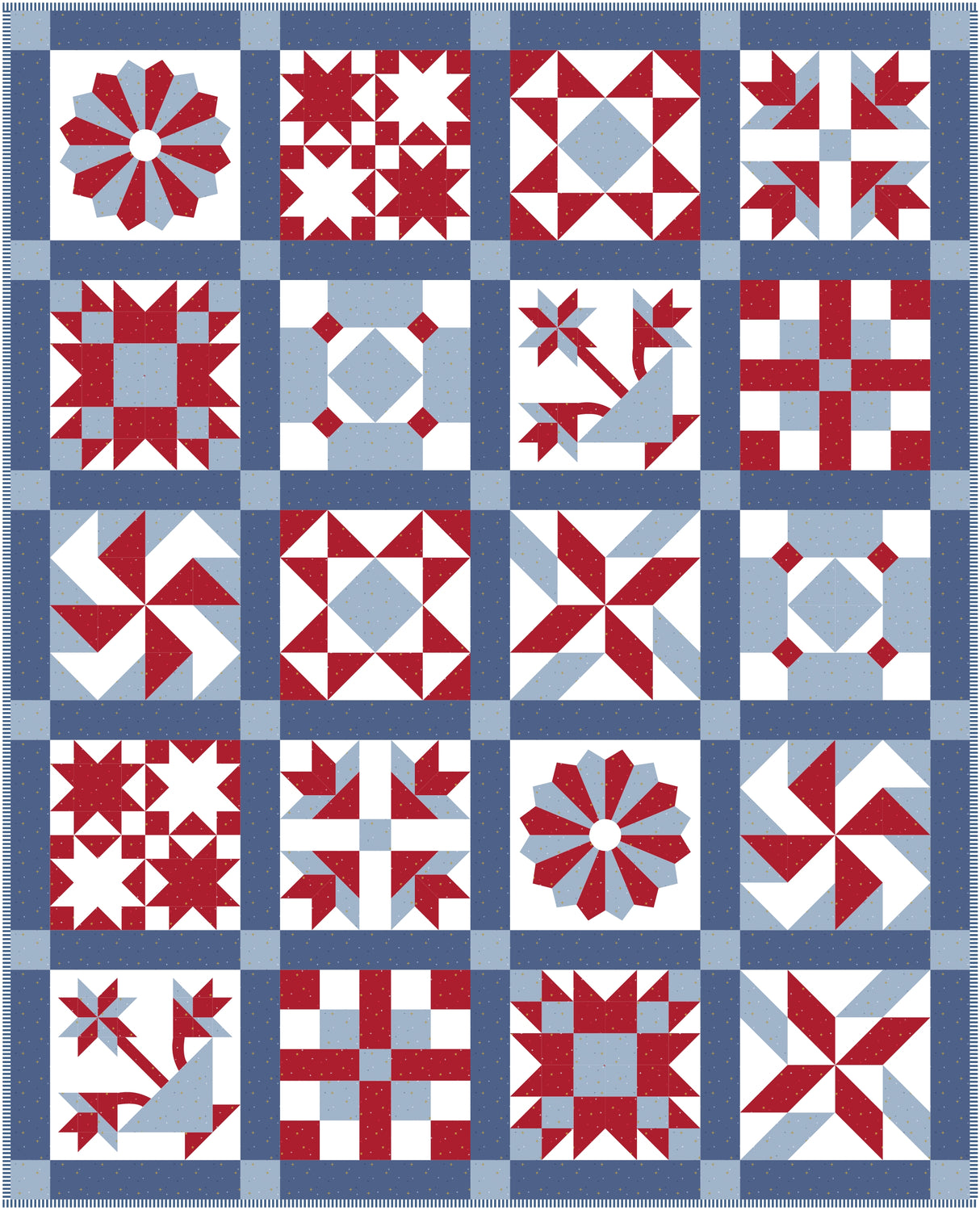 Society Sparkler Vintage Inspired Sampler Quilt Pattern; Digital PDF Quilt Pattern