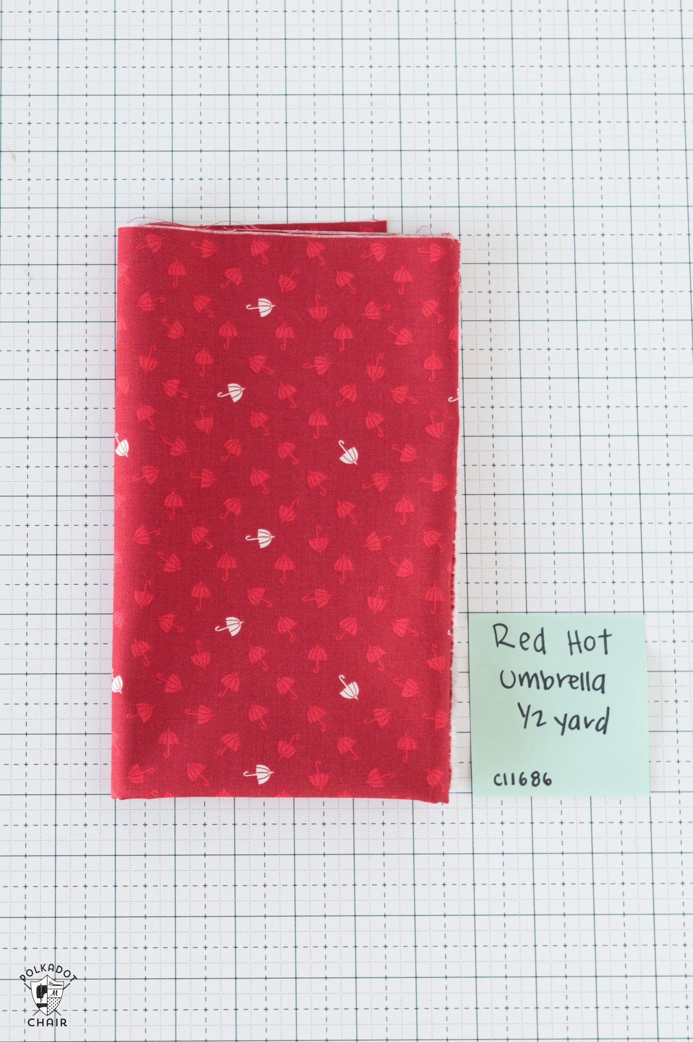 Red Hot Umbrella Fabric; Red Fabric by Riley Blake Designs; 1/2 Yard Cut