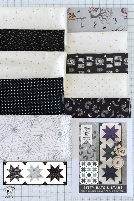 Bitty Bats and Stars Quilted Halloween Table Runner Kit