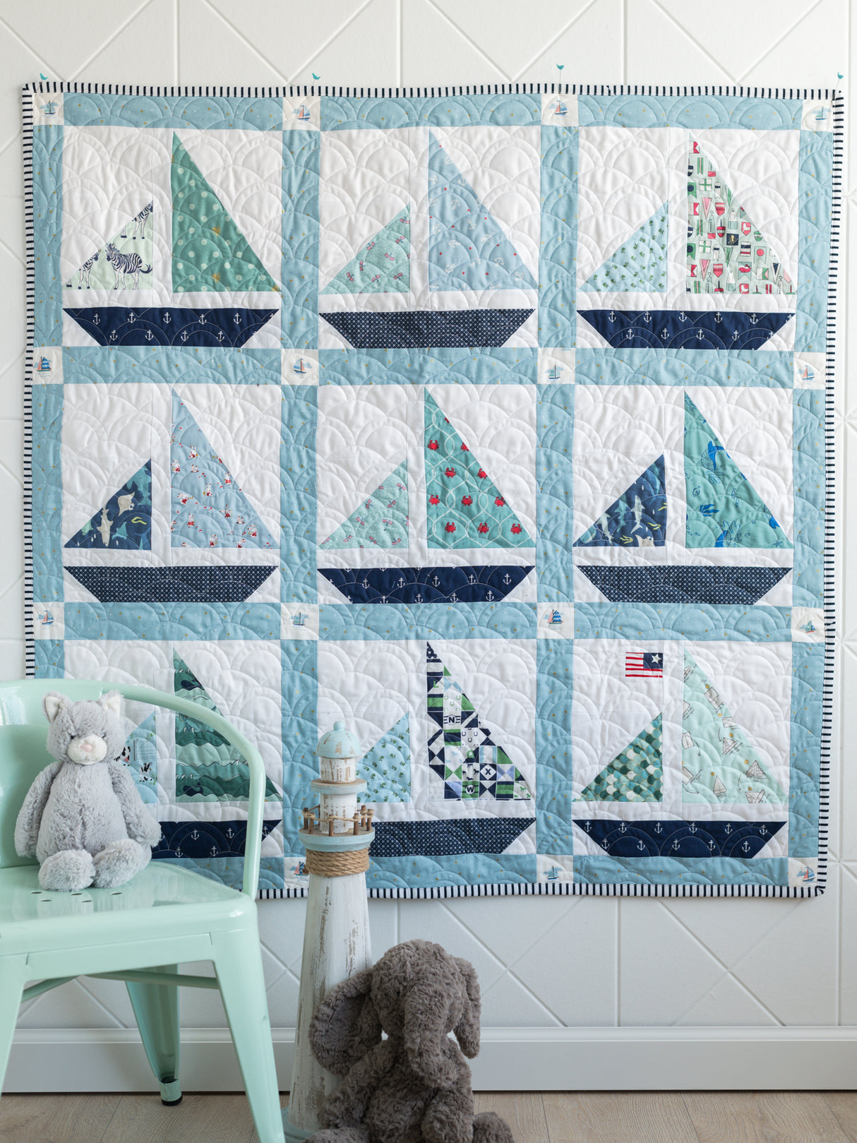 Little Skipper Sailboat Baby Quilt Pattern; Digital PDF Pattern