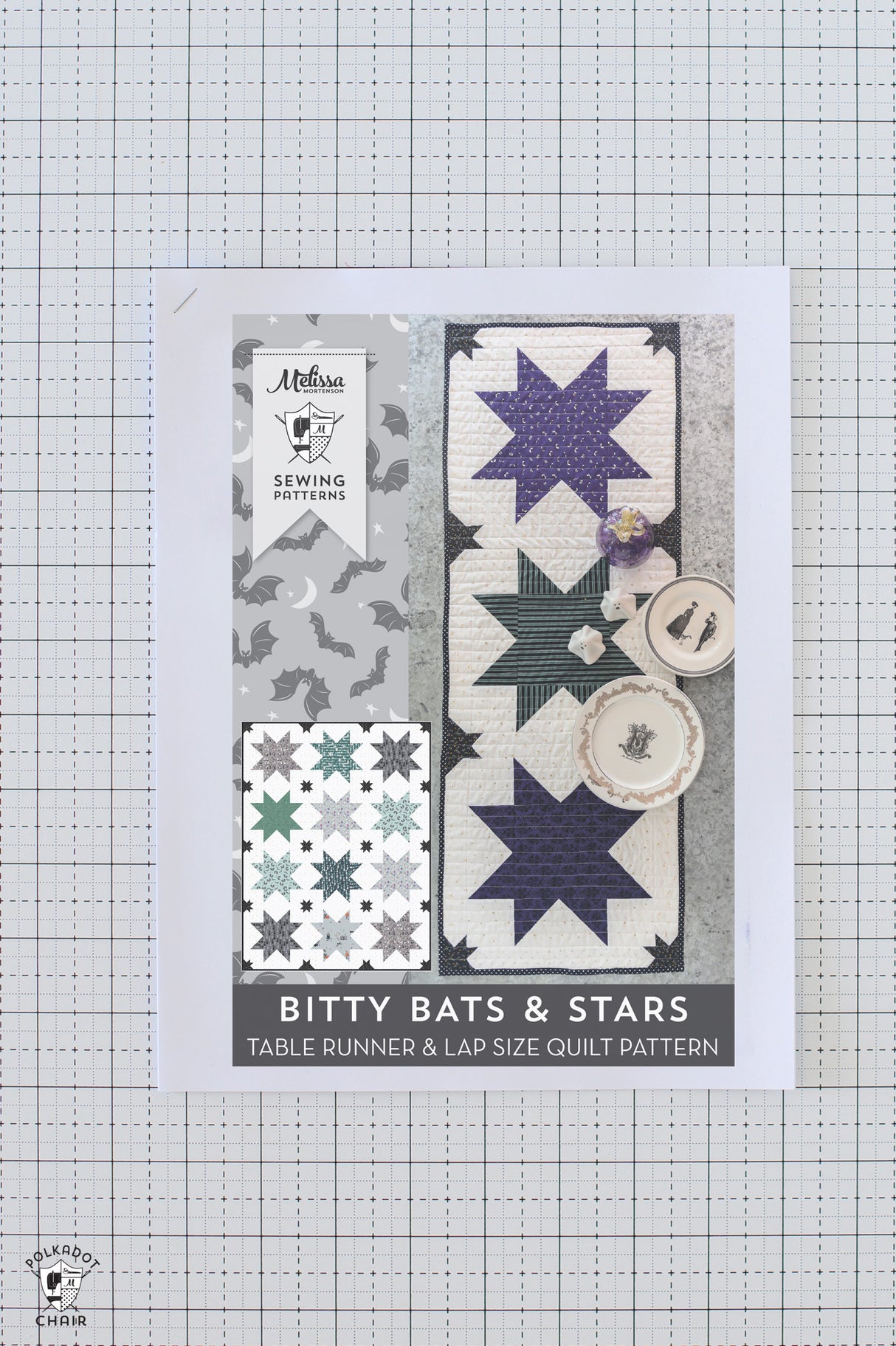 Bitty Bats and Stars Quilt Pattern with Table Runner Instructions | Printed Pattern