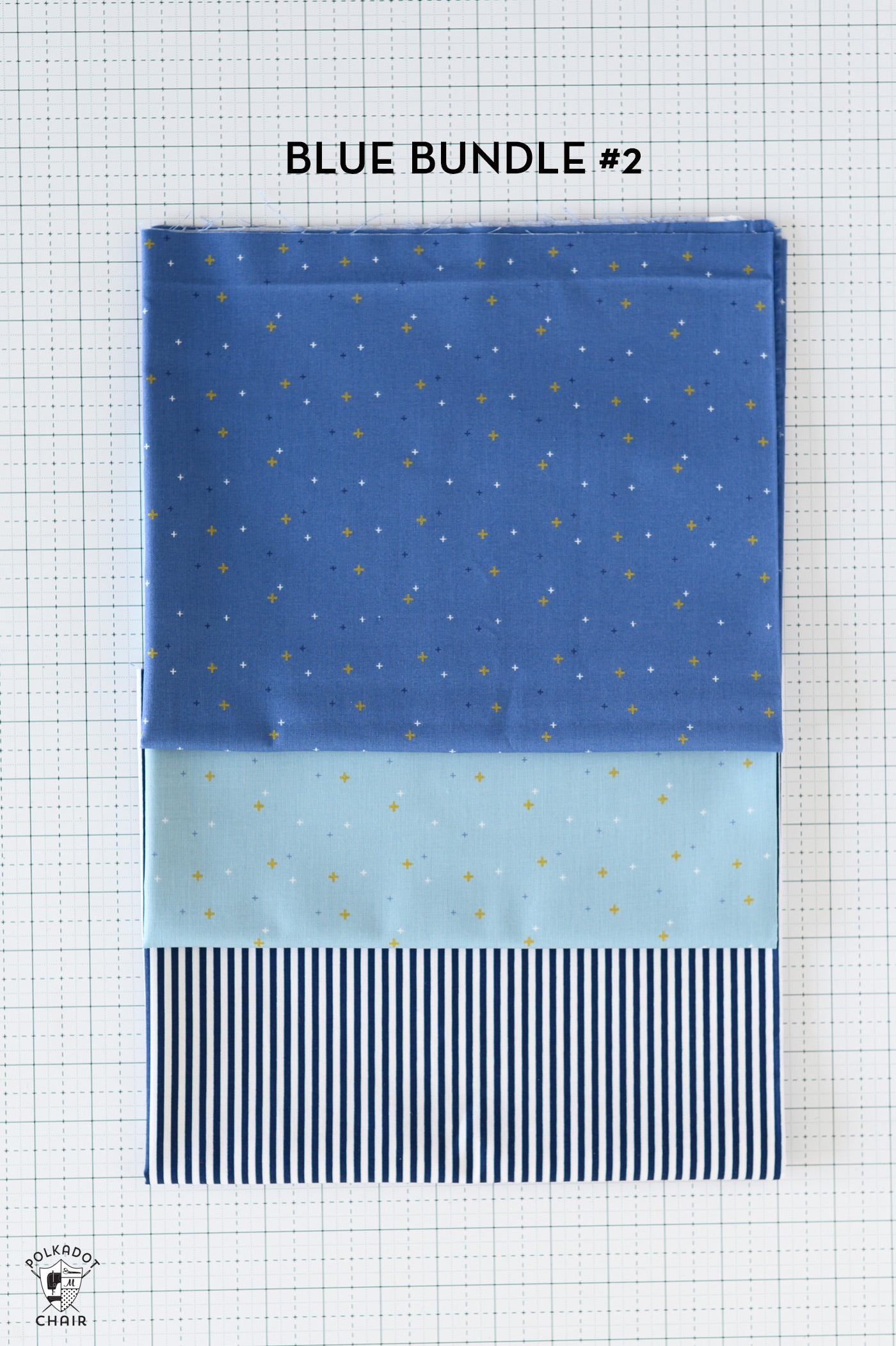 Blue Riley Blake Designs Fabric Bundle #2; 1/2 Yard Cuts (Sparkler & Stripe Bundle)