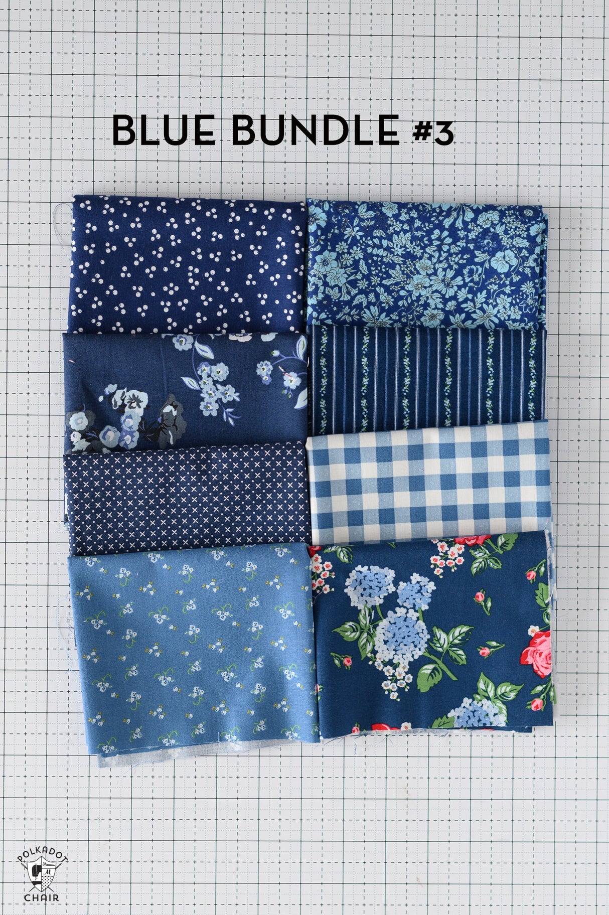 Blue Riley Blake Designs Fabric Bundle #3; Fat Eighths