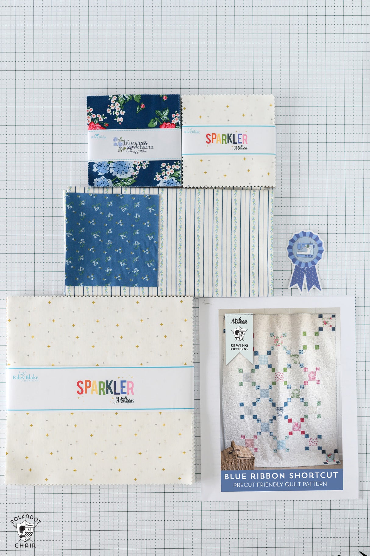 Blue Ribbon Shortcut Precut Quilt Kit; Includes Pattern, Fabric & Sticker