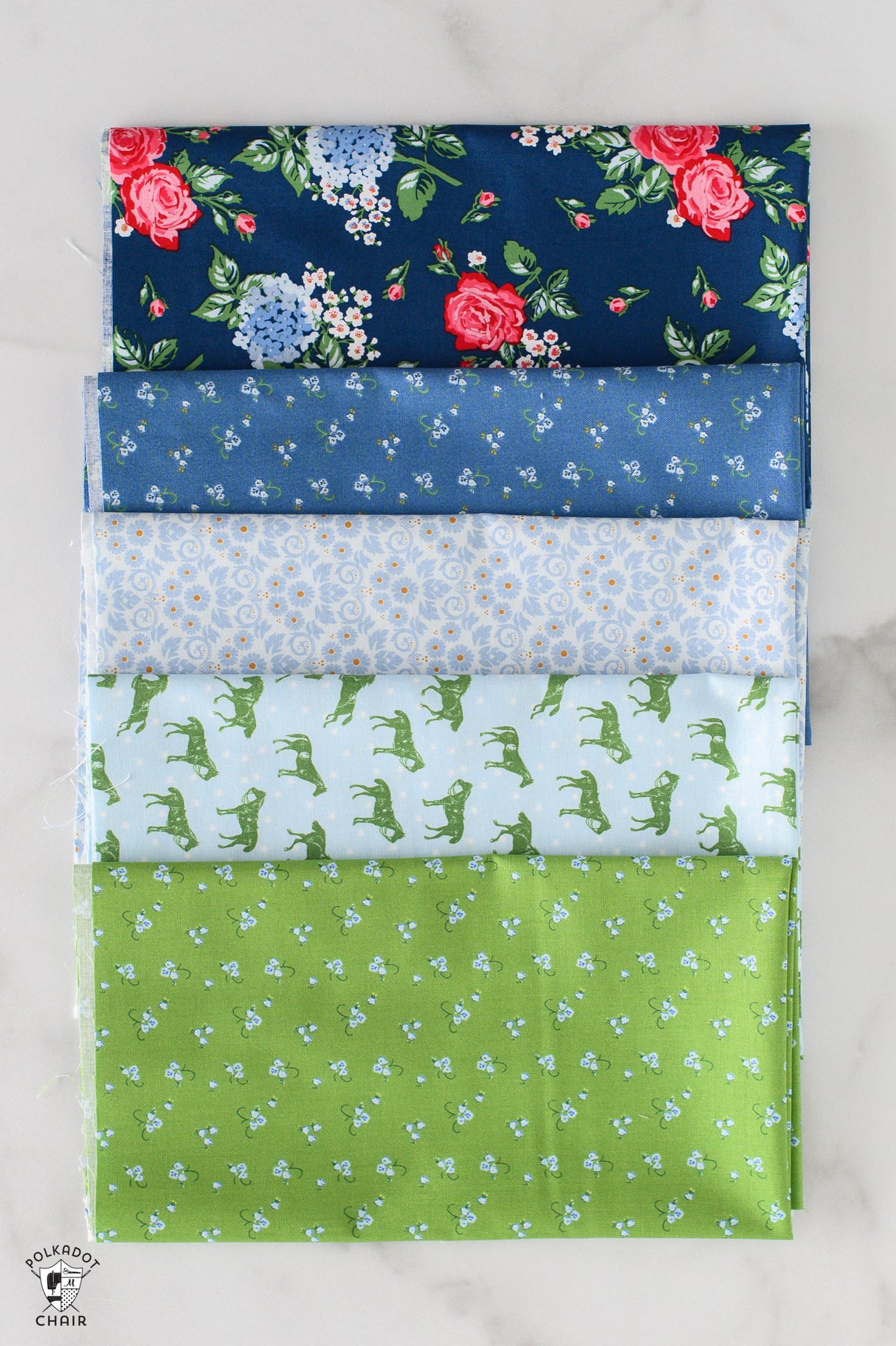 Bluegrass Charm Fat Quarter Fabric Bundle; Blue