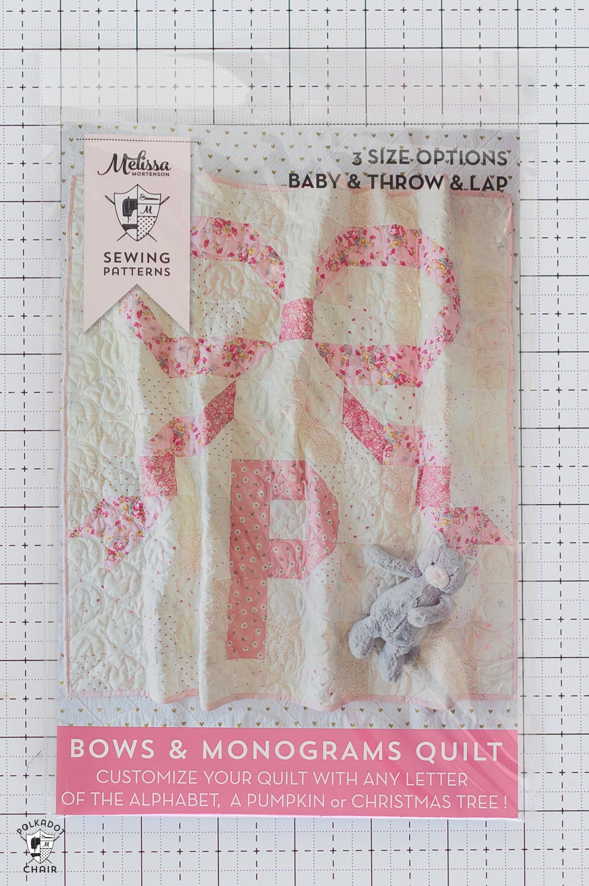 Bows and Monograms Lap and Baby Quilt Pattern with Holiday Version | Printed Pattern