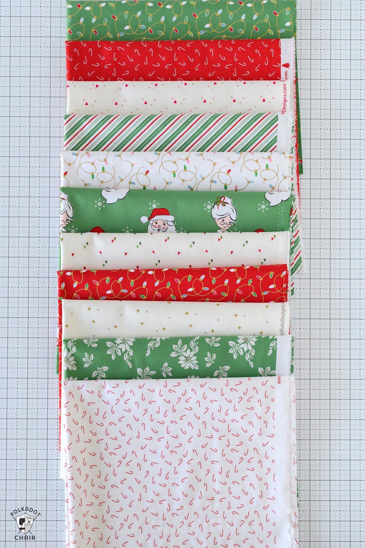 Christmas Fabrics Bundle for Gathered Quarters Quilt; Fabric Only