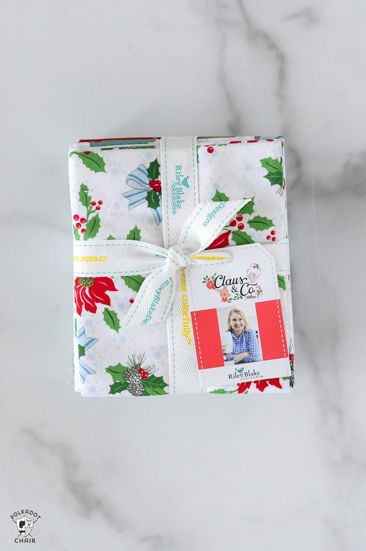 Packaged product with Christmas-themed design on a marble surface