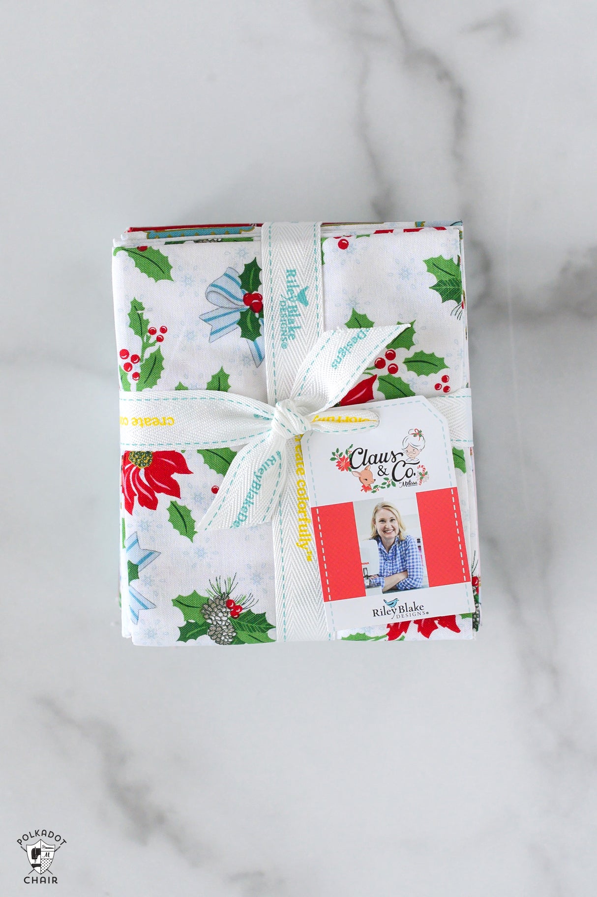 Packaged product with Christmas-themed design on a marble surface