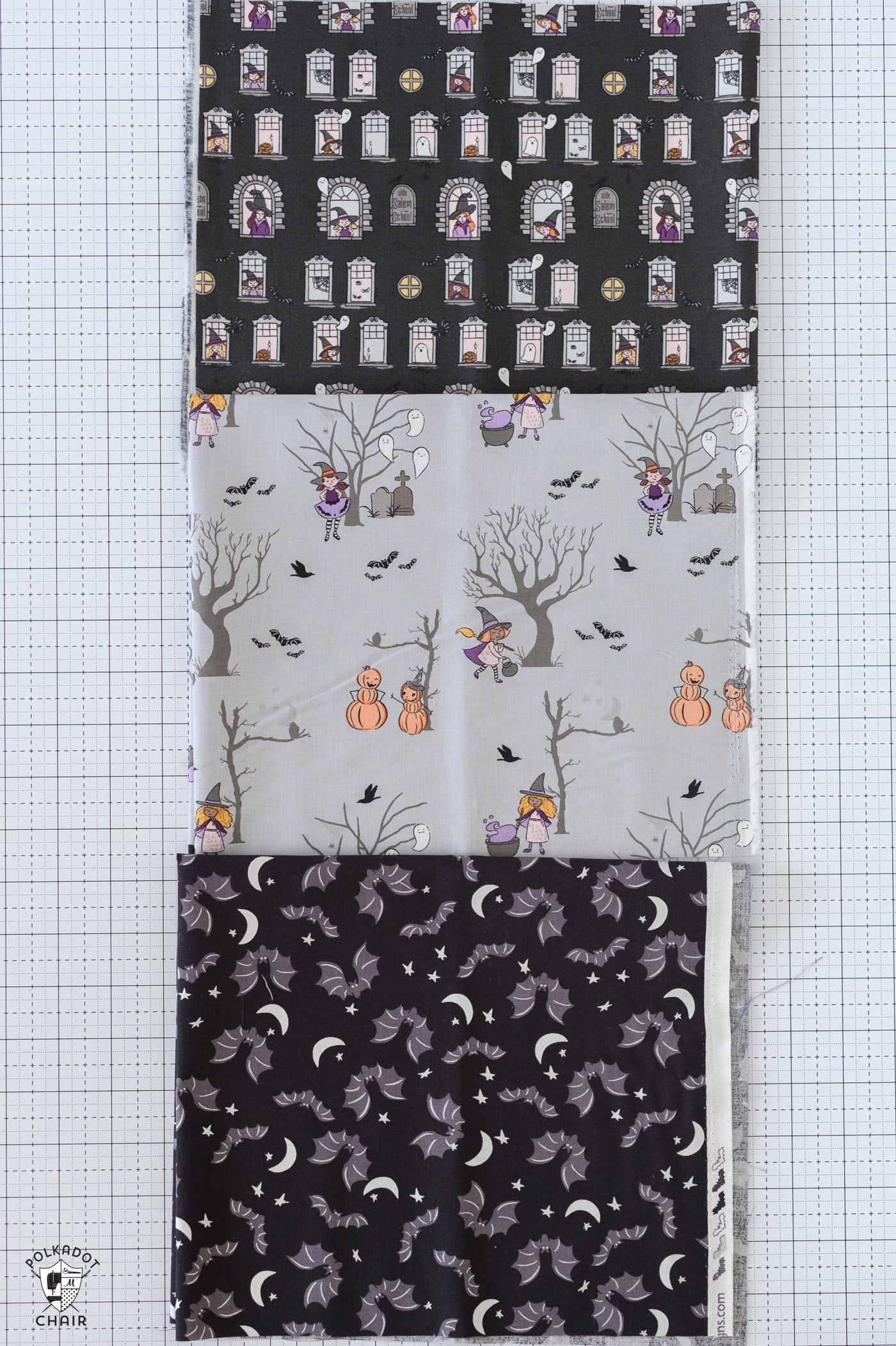 Bitty Bats and Stars Quilted Halloween Table Runner Kit; Fabric & Quilt Pattern