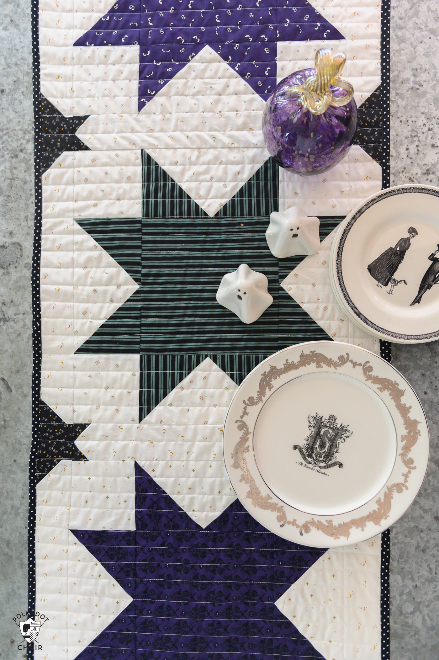 Bitty Bats and Stars Halloween Quilt Pattern with Table Runner Instructions | Digital PDF Pattern