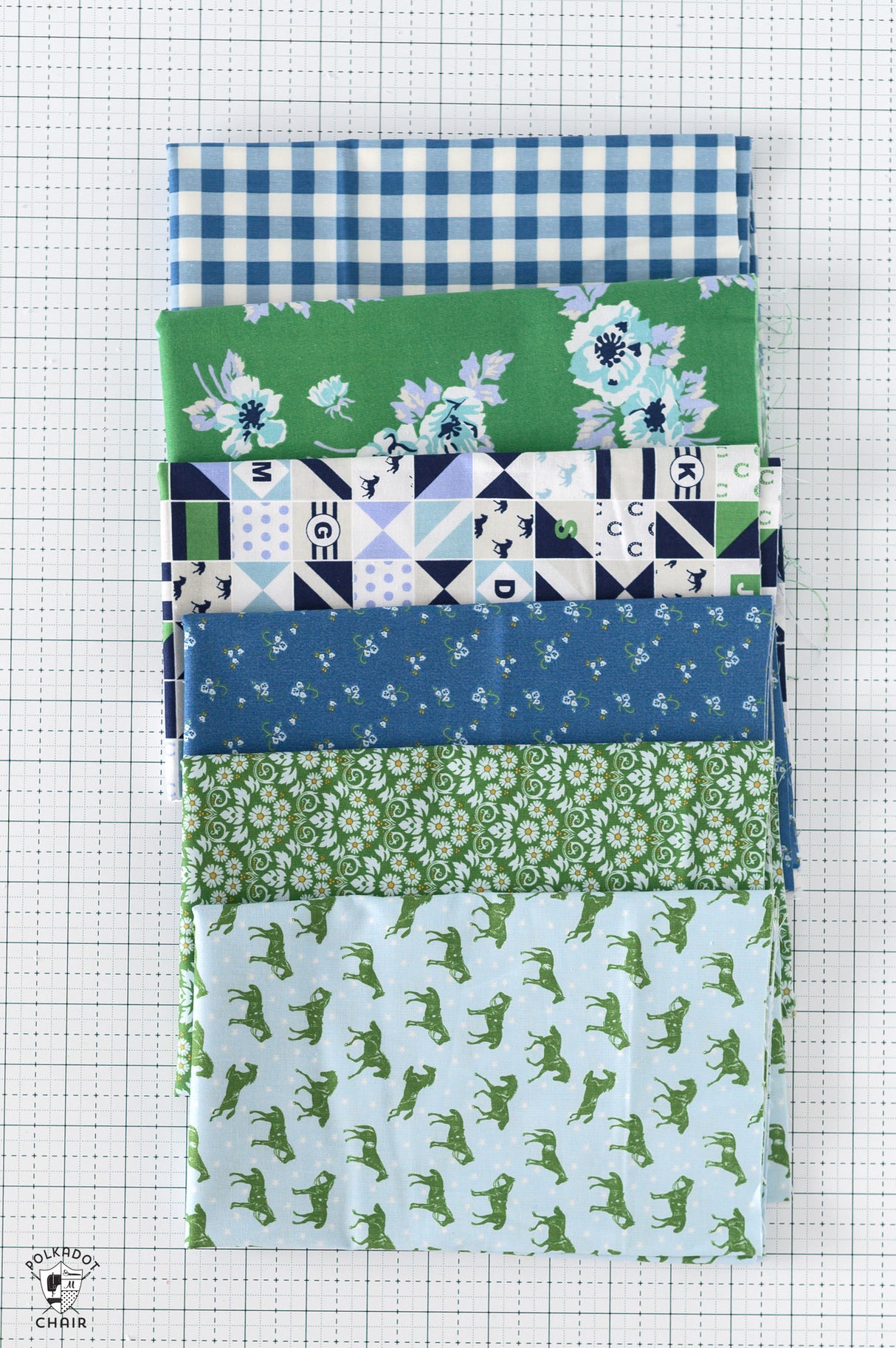 Bluegrass Charm Half Yard Fabric Bundle; Blue & Green