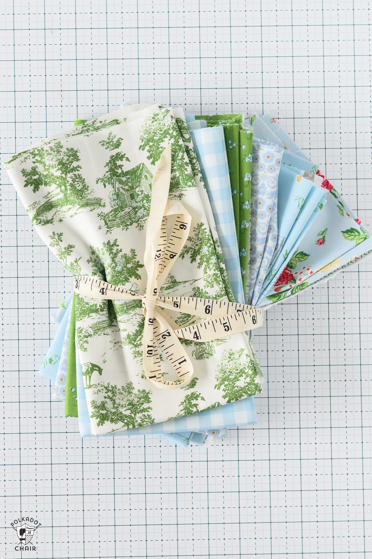 Bluegrass Charm Fabric Bundle; Light Blue & Green