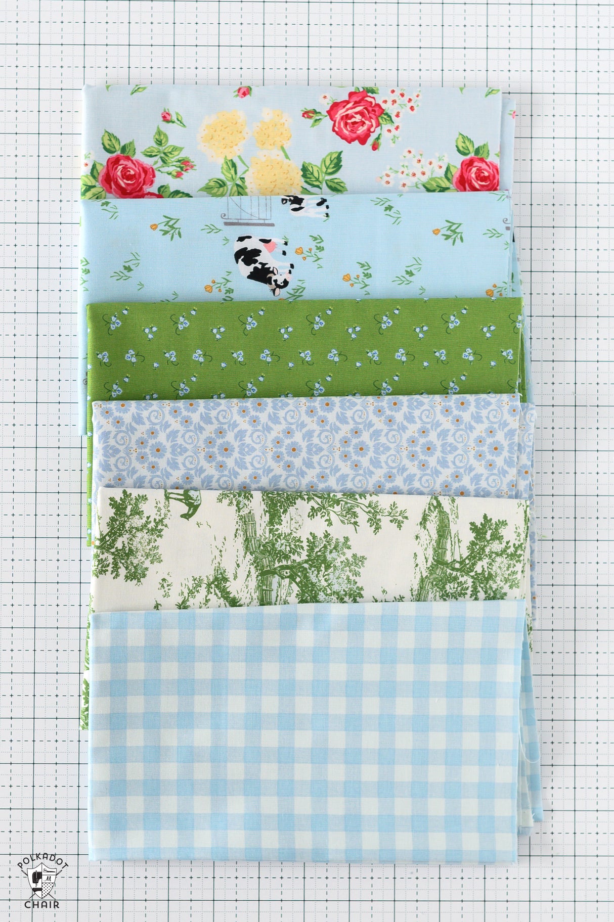 Bluegrass Charm Fabric Bundle; Light Blue & Green