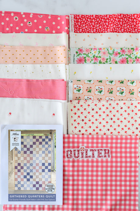 Gathered Quarters Summer Picnic Quilt Kit: Fabric, Quilt Pattern & Sticker