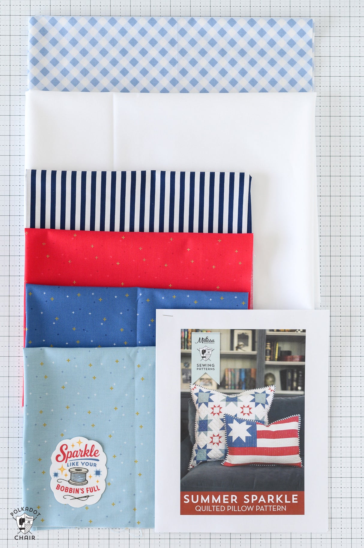 Summer Sparkle Quilted Pillow Kit: Pattern and Fabric