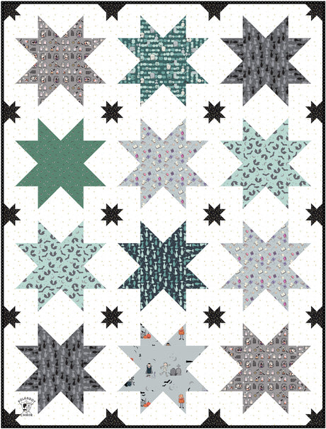 Bitty Bats and Stars Quilt Pattern with Table Runner Instructions | Printed Pattern