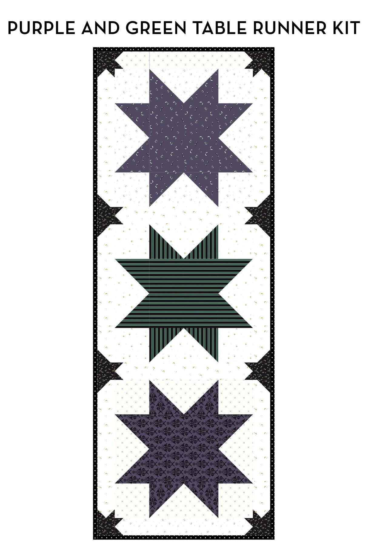Bitty Bats and Stars Quilted Halloween Table Runner Kit