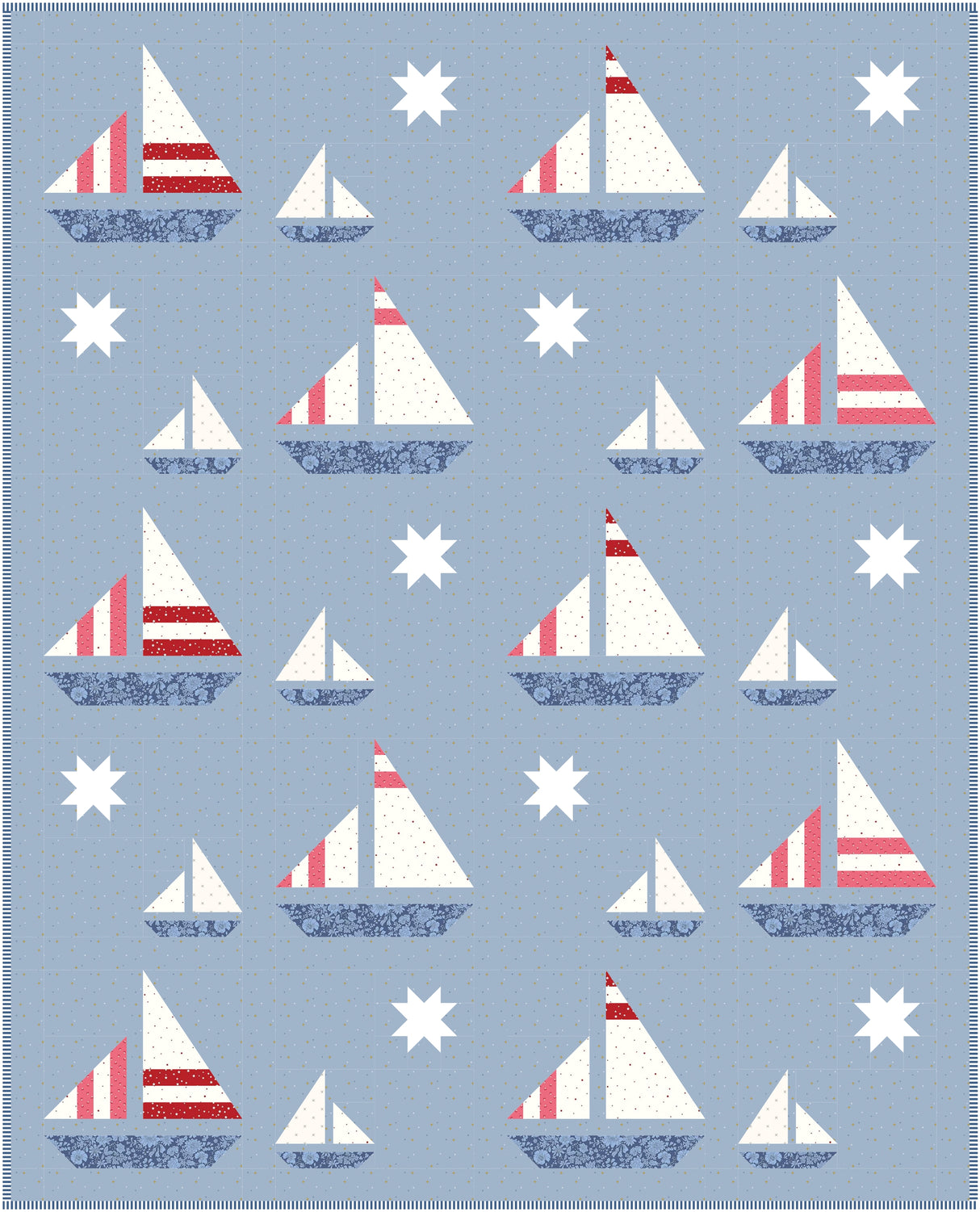 Stripey Sails & Stars Sailboat Quilt Pattern | Wholesale Package of 6