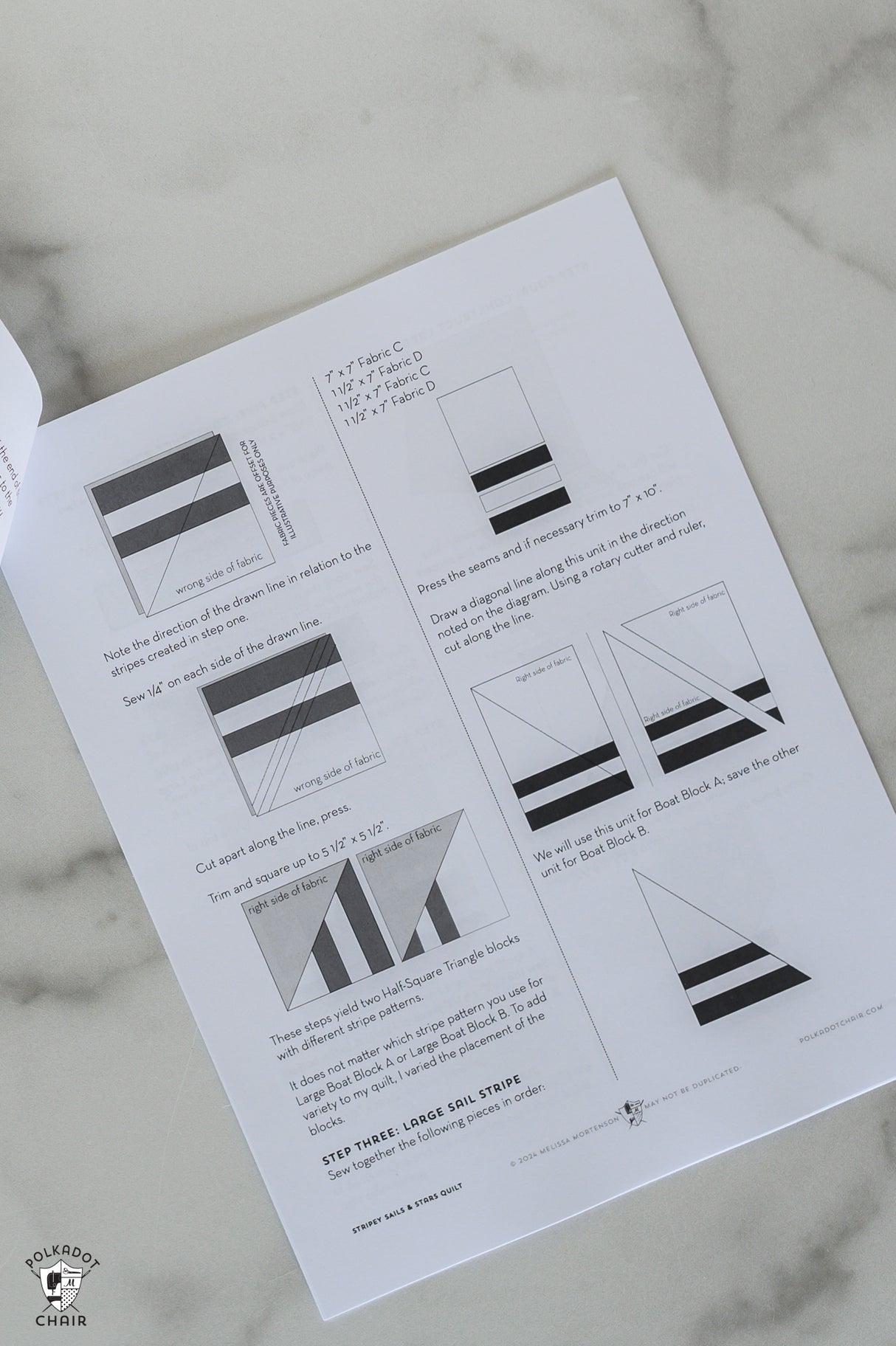 Stripey Sails & Stars Sailboat Quilt Pattern | Printed Pattern