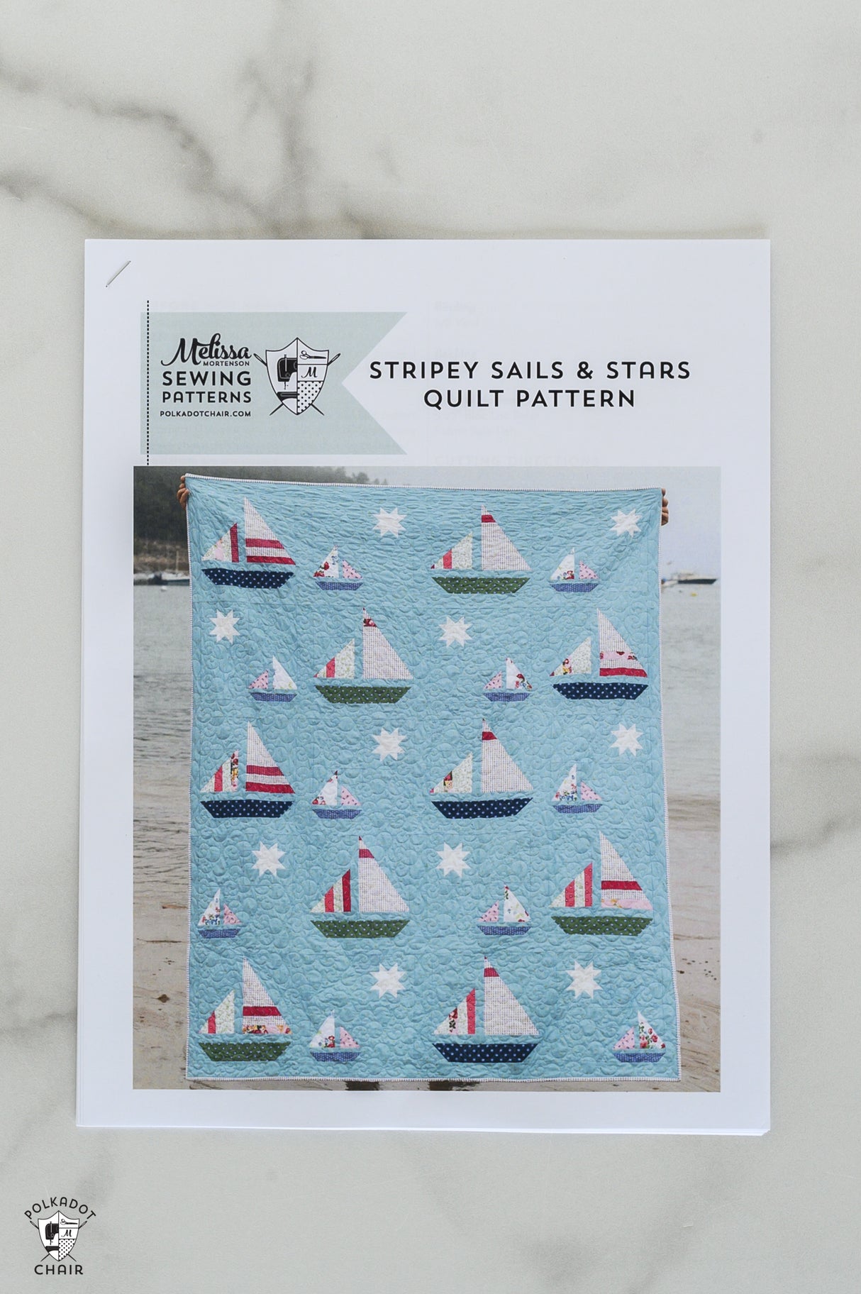 Stripey Sails & Stars Sailboat Quilt Kit; Fabric and Pattern