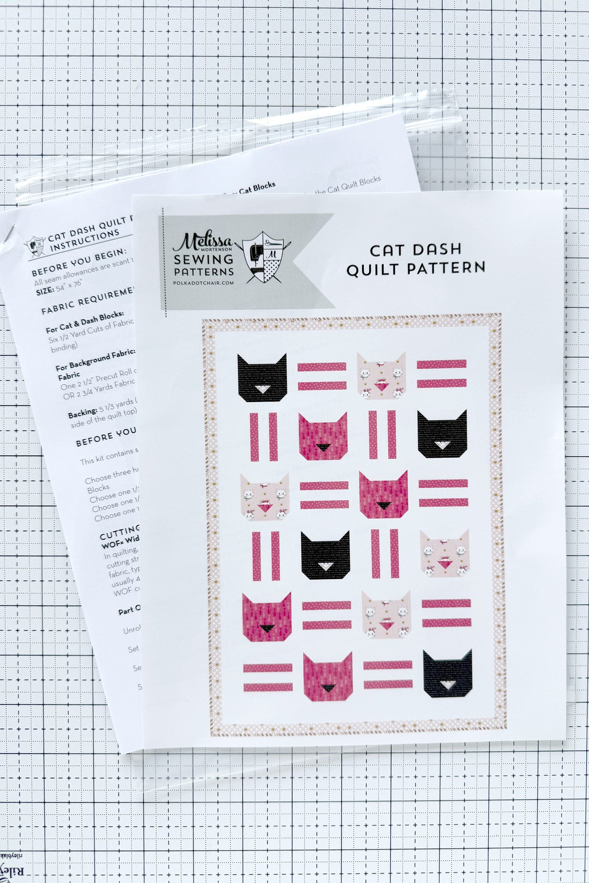 Cat Dash Quilt Pattern | Printed Pattern Copy