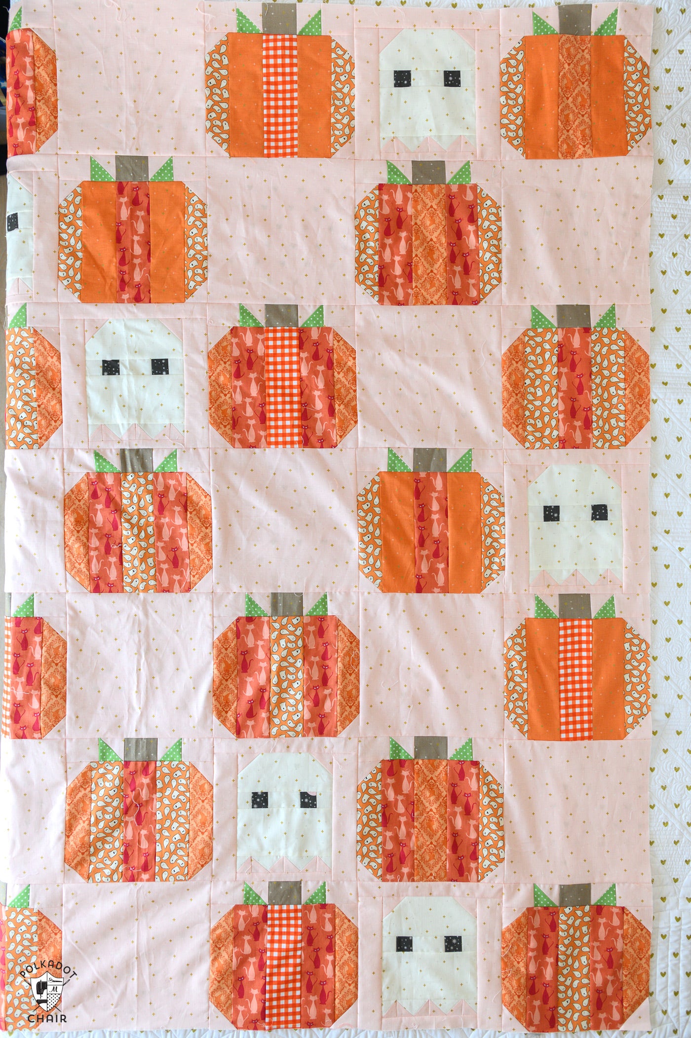 Pumpkin Patch Ghosts Halloween Quilt Pattern | Printed Pattern