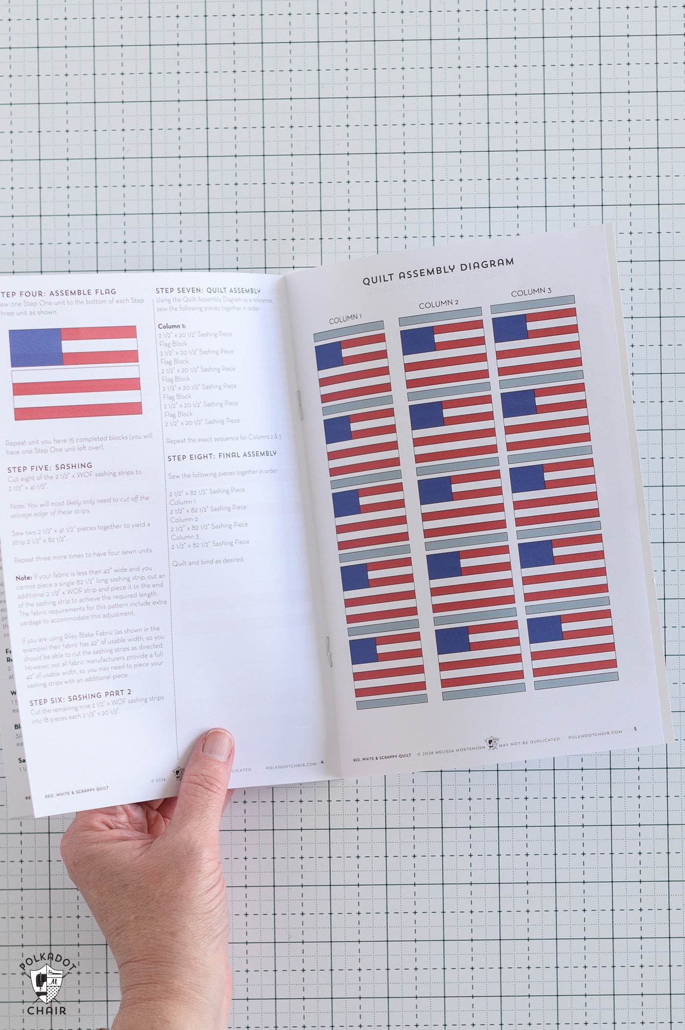 Red, White, and Scrappy American Flag Quilt Pattern | Printed Pattern