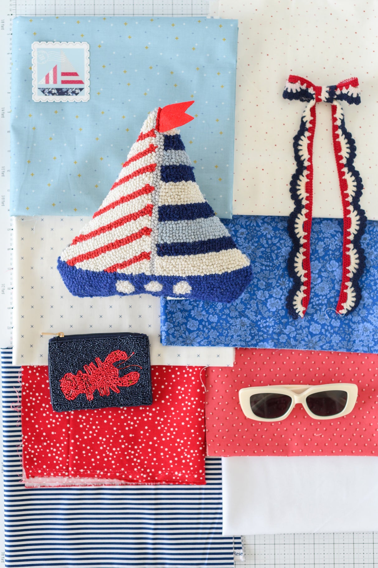 Stripey Sails & Stars Sailboat Quilt Kit; Fabric and Pattern