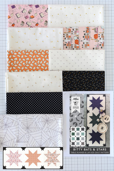 Bitty Bats and Stars Quilted Halloween Table Runner Kit
