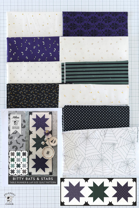 Bitty Bats and Stars Quilted Halloween Table Runner Kit