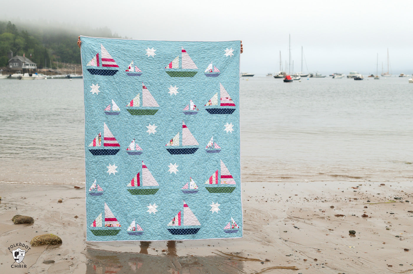Stripey Sails & Stars Sailboat Quilt Pattern | Printed Pattern