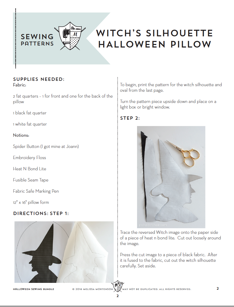 Halloween Pillow, Bag & Table Topper Bundle | Digital PDF Pattern - Polka Dot Chair Patterns by Melissa Mortenson