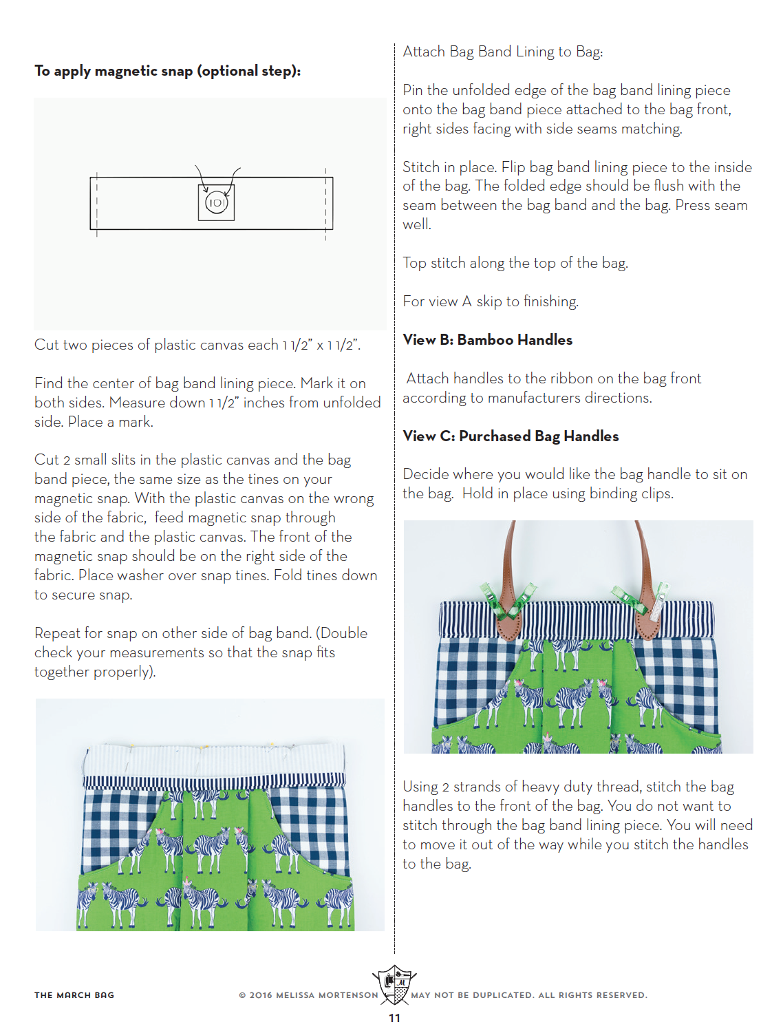 March Bag Sewing Pattern | Digital PDF Pattern