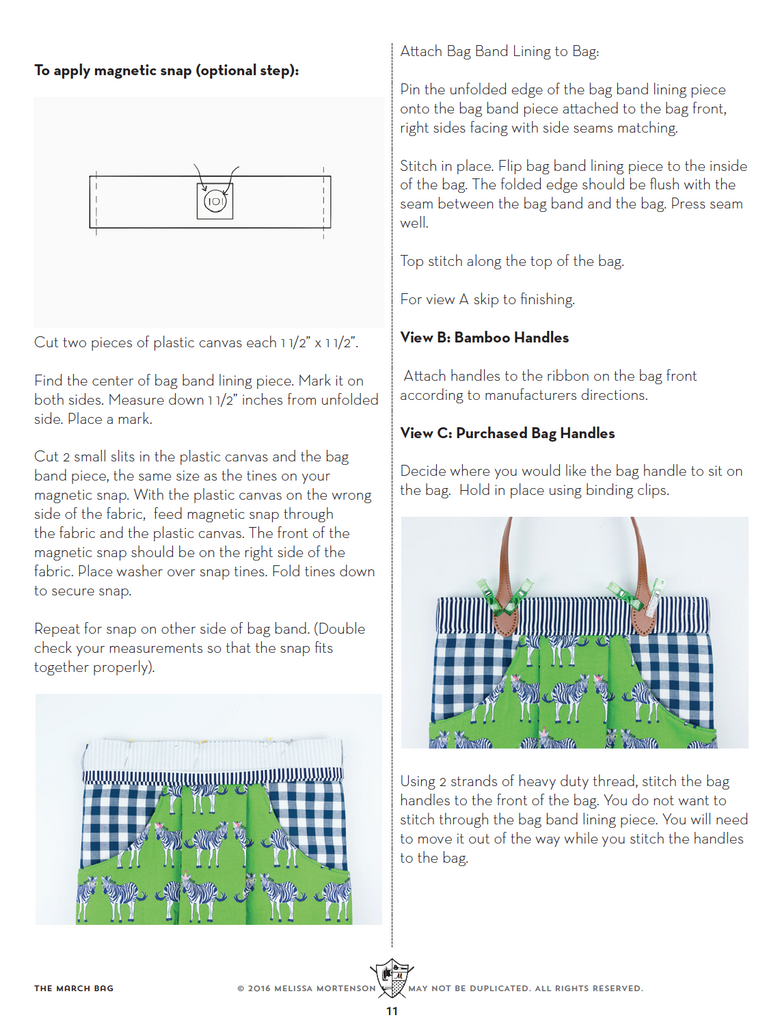 March Bag Sewing Pattern | Digital PDF Pattern