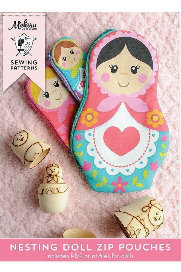 Nesting Dolls Zip Bags | Printable Digital PDF Sewing Pattern
