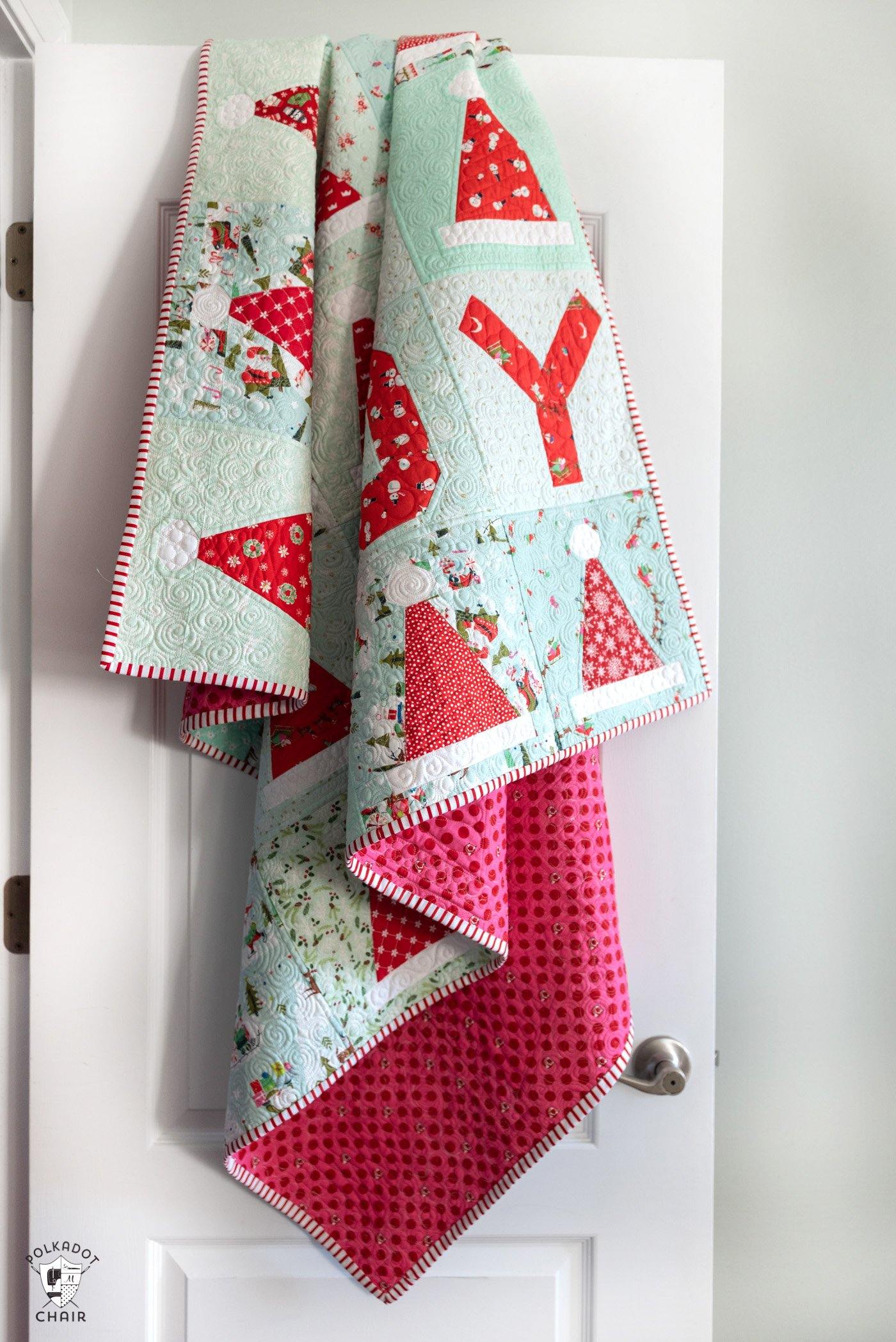 Santa's Hat Shop Christmas Quilt & Party Hat Quilt Pattern | Digital PDF Pattern - Polka Dot Chair Patterns by Melissa Mortenson