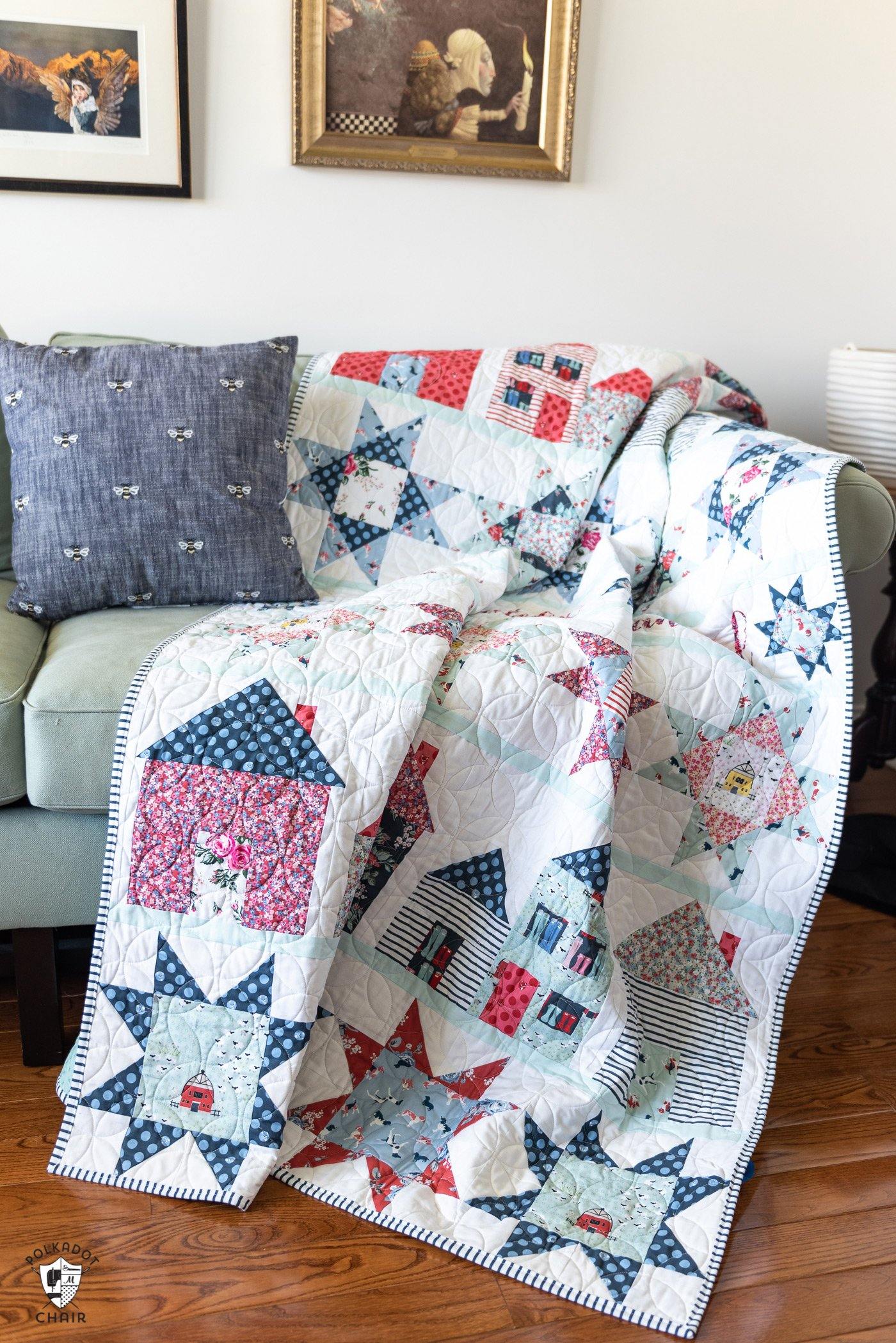 Let's Stay Home Quilt Pattern | Digital PDF Pattern - Polka Dot Chair Patterns by Melissa Mortenson