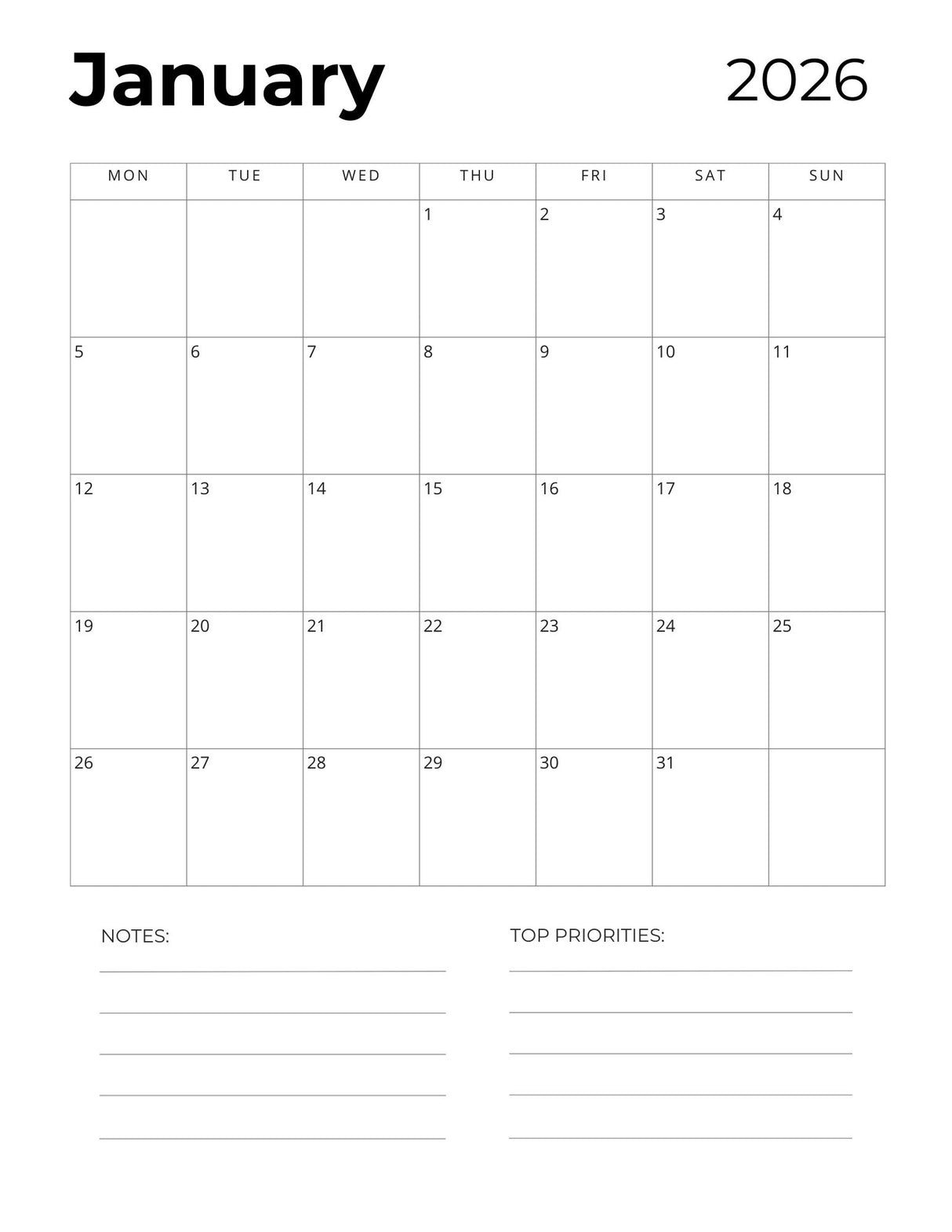 2026 Project Planner Printable | Digital PDF Product