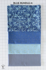 Blue Riley Blake Designs Fabric Sparkler Bundle #1; 1/2 Yard Cuts (Stripe & Liberty Bundle)