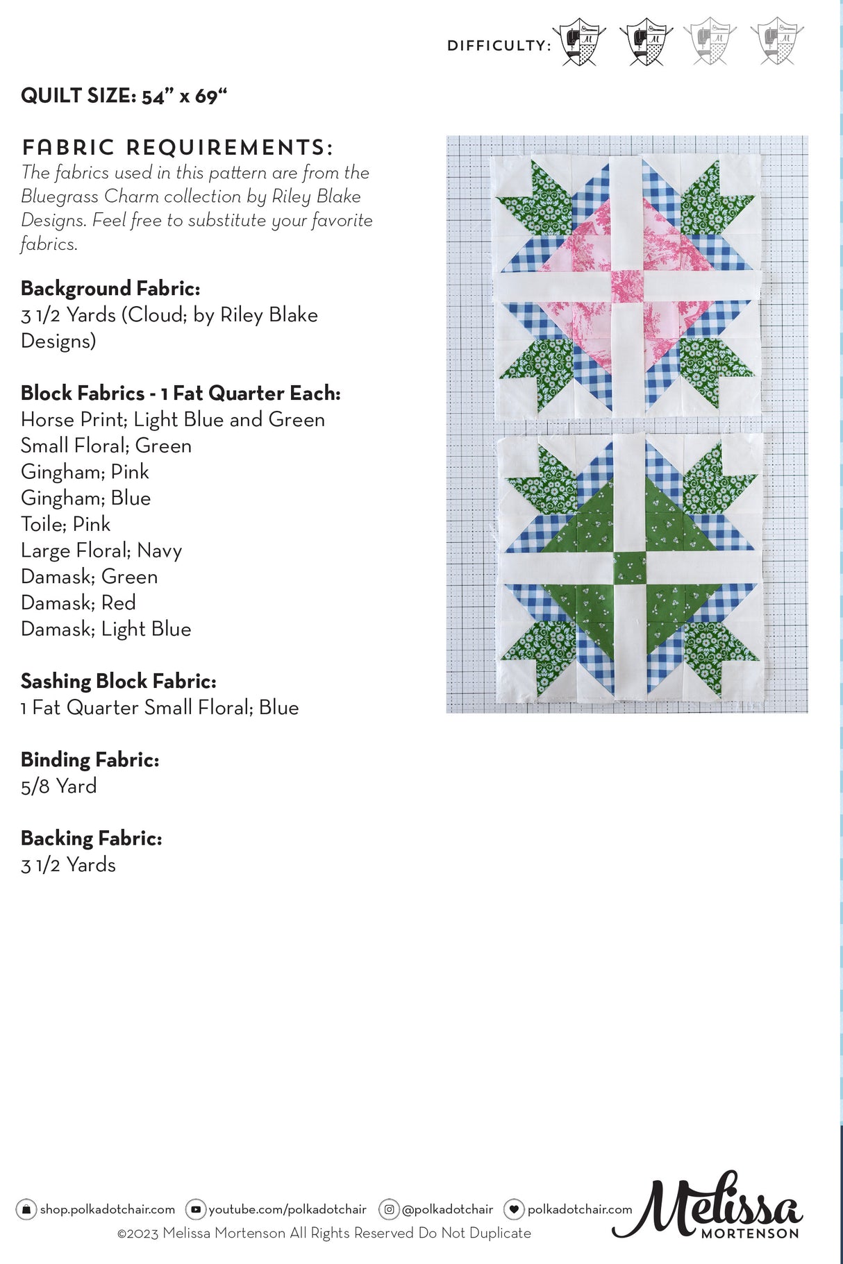 Bluegrass Crossing Quilt Pattern - Printed Quilt Pattern