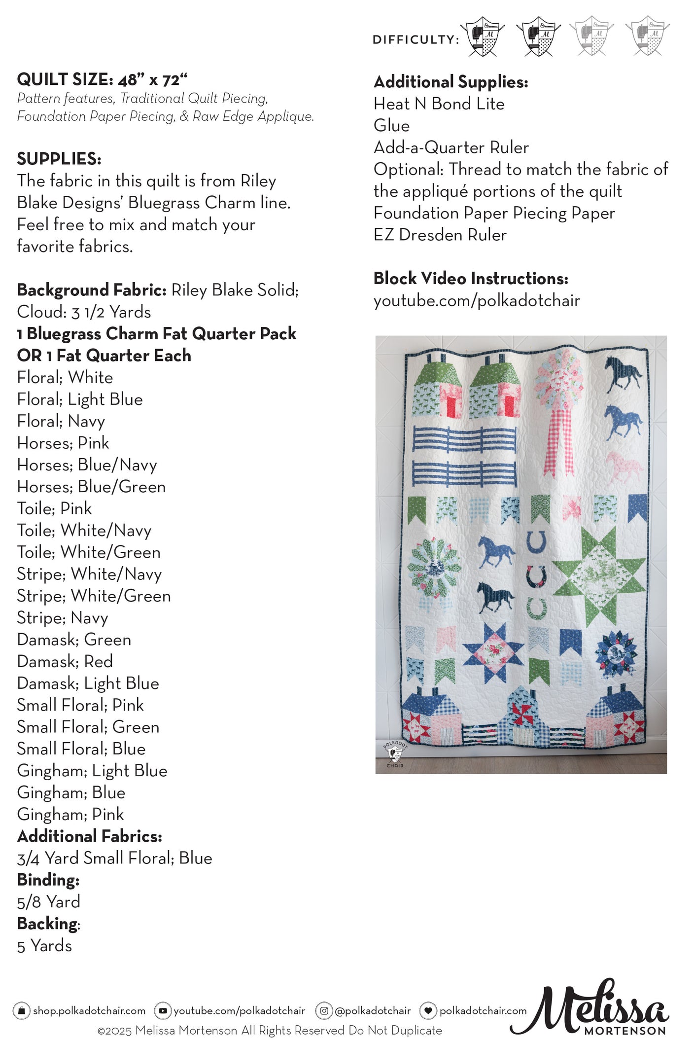 Bluegrass Sampler Quilt Pattern - Digital PDF Pattern