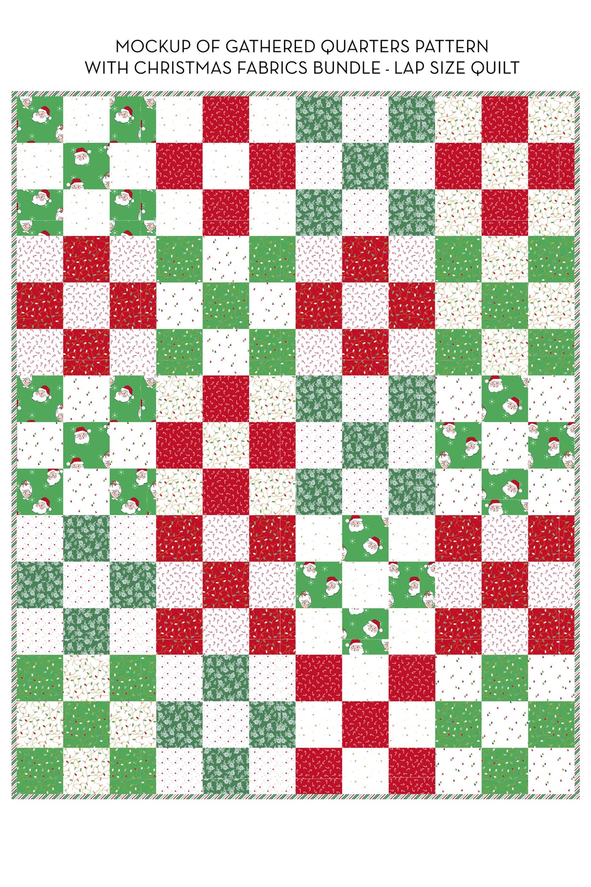 Christmas Fabrics Bundle for Gathered Quarters Quilt; Fabric Only