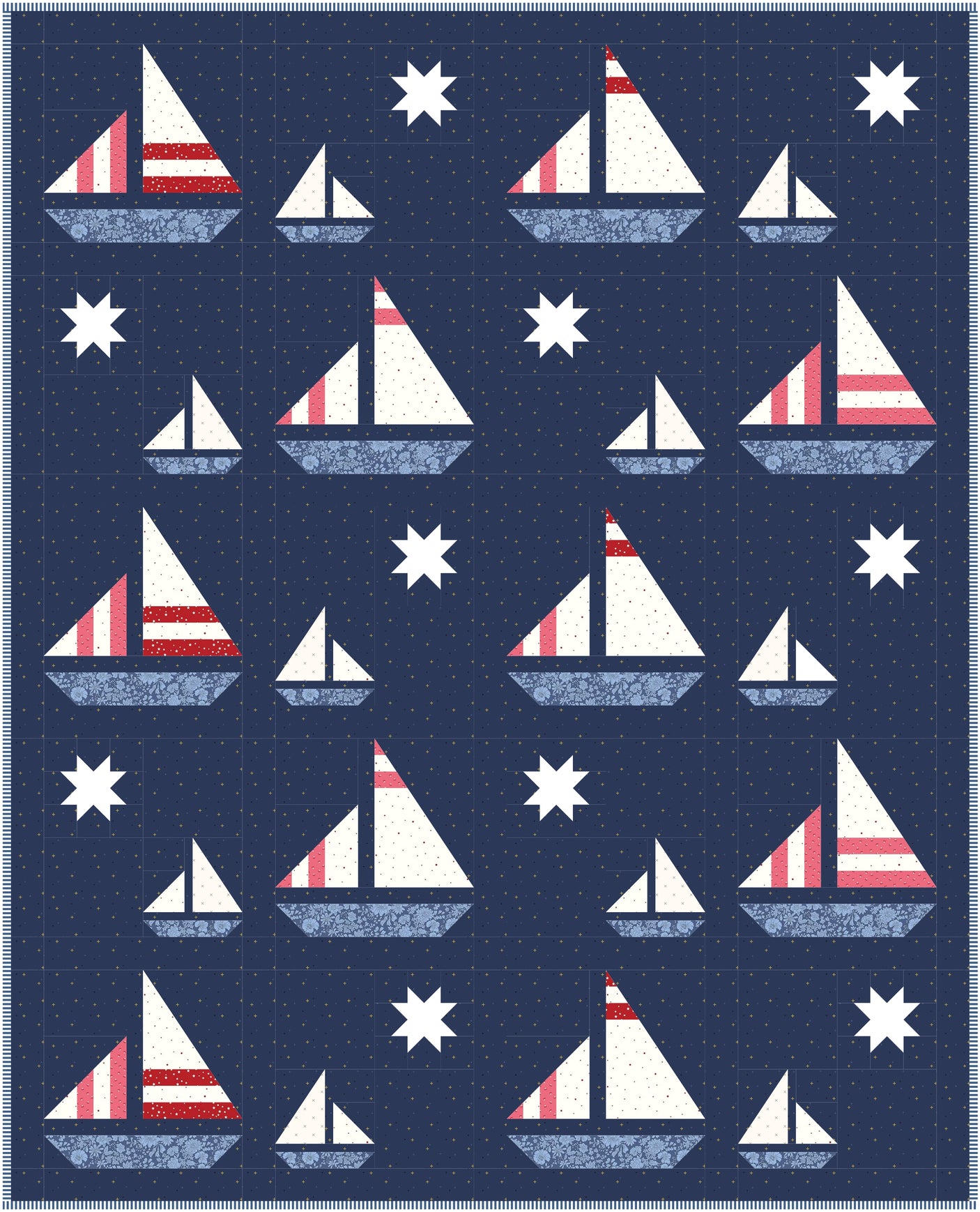 Stripey Sails & Stars Sailboat Quilt Pattern | Wholesale Package of 6